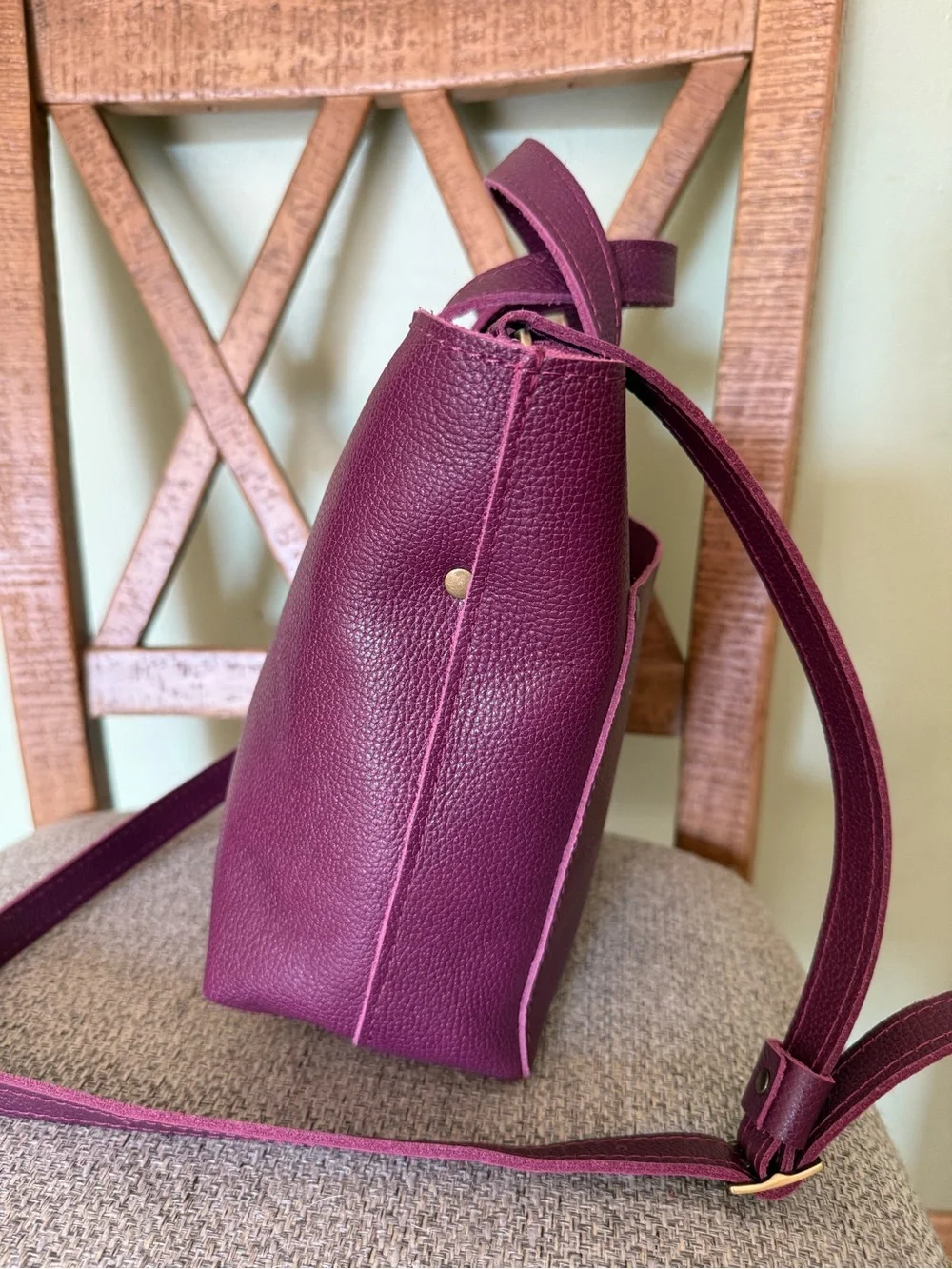 BNNU Portland Leather Zippered Mini Crossbody - Violet Moon